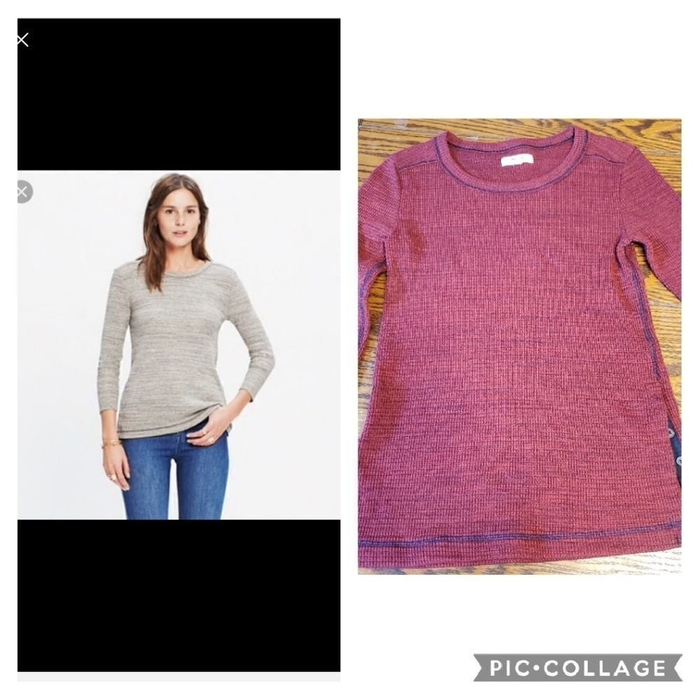 Madewell thermal red side button top sz small